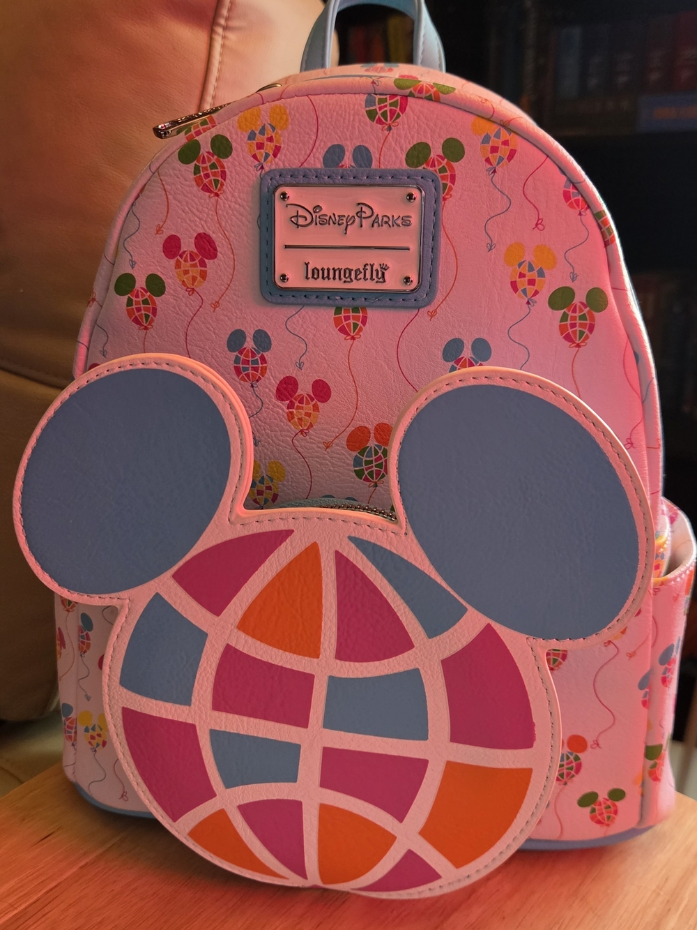 Disney Pink Mickey Globe Ear Mini Backpack with Blue & Orange Accents